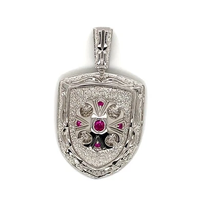 Dije colgante de plata esterlina 925 alto pulido para hombre cruz de rubí cercele 25 gramos Foto 1 de 3