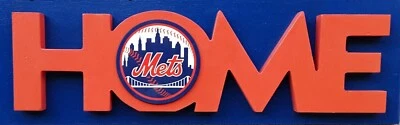 Placa decorativa de madeira "HOME" New York Mets | Presentes Mets | HouseWarming / Aniversário - Imagem 1 de 4