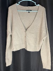 Love Tree Womens long sleeve cropped button up sweater, size L - Picture 1 of 3