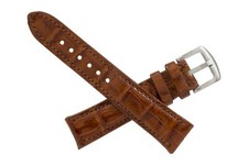 Handmade Genuine Cognac Alligator Leather Watch Strap (Made in U.S.A)