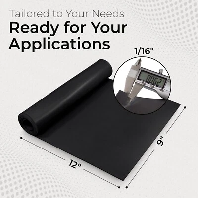 Neoprene Sheet 1/16 x 9 x 12 in 60A Rubber Strip Mat Gasket Material Made in USA - Image 1 of 4