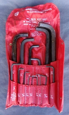 Allen Mfg Co No. 663L Hex Key Set - 15 Keys, Long Arm Series - Sizes 5/64"-3/4" - Image 1 of 3