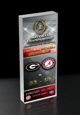 Georgia Bulldogs VS Alabama National Championship Acrylic 3D Ticket Block Cover