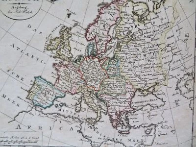 Congreso de Europa de Viena Confederación Alemana Polonia Hungría 1818 Walch mapa Foto 1 de 4