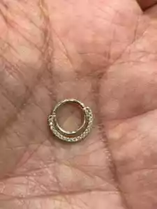 Double Hoop Nose Ring Jewelry Septum Clicker with Natural Diamond 14k Solid Gold - Picture 1 of 3