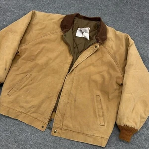 Vintage 90’s Walls Detroit Style Jacket Brown Canvas Men’s 2XL Workwear Cord Collar - Bild 1 von 15