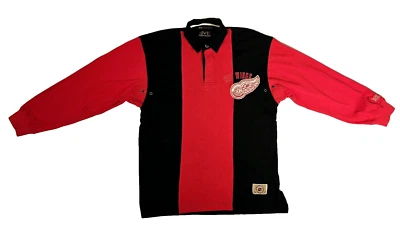 Polo masculino vintage Mirage Detroit Red Wings licenciado NHL preto e vermelho tamanho grande - Imagem 1 de 4