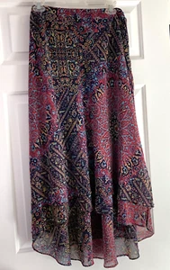 Evan Picone Hi-Lo Layered Chiffon Skirt Size 18 Black Multicolor Boho Print - Picture 1 of 9
