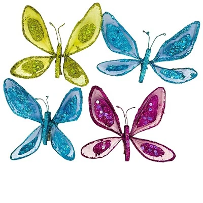 "Juego de 4 mariposas brillantes de 7"" decoración artesanal o fiesta de cumpleaños" Foto 1 de 4