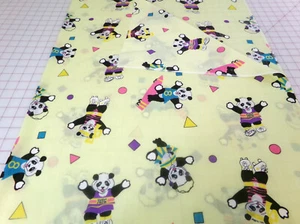Sports Panda Bear Fabric BLEND Approx 27x44. Lightweight/Thin. Flocked. M25-334 - Picture 1 of 5