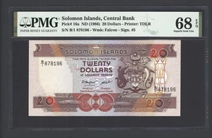 Solomon Islands 20 Dollars ND(1986) P16a Uncirculated Graded 68 Top Pop - Picture 1 of 2