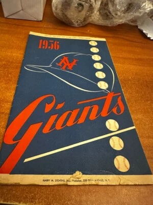 1956 NY Giants game score card vs Cincinnati Reds - Mays - Image 1 of 3