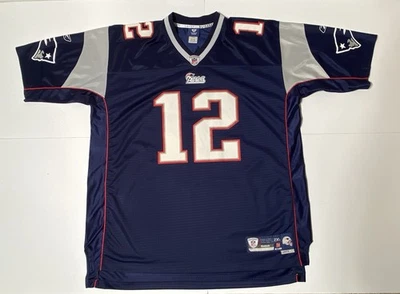 Camiseta cosida vintage Reebok NFL Patriots Tom Brady #12 azul marino 2XL Foto 1 de 4