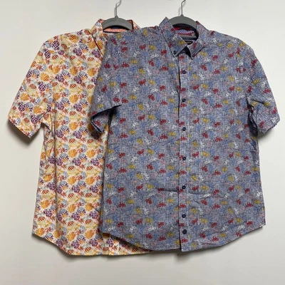 Johnston & Murphy Mens Button Up Short Sleeve Shirt Lot of 2 Size M Funky Print - Image 1 of 4