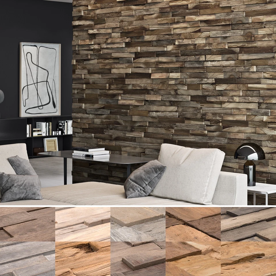 Wandverblender Wandverkleidung Holz Wand Paneele Teak Verblender Altholz massiv - Bild 1 von 1