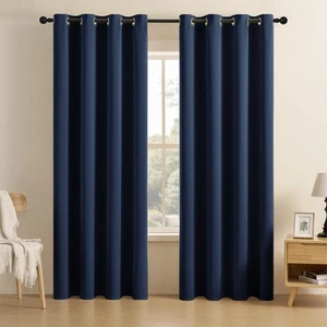 Navy Blue Blackout Curtains 84 inch Length 2 Panels Set, Room Darkening Drape... - Picture 1 of 9