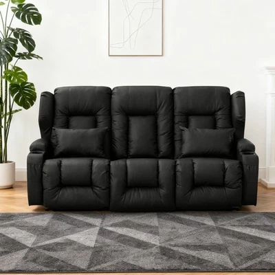 Asiento reclinable manual de cine en casa Loveseat para sala de estar con almohadas y portavasos Foto 1 de 4