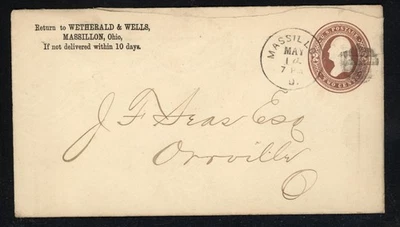 SCOTT U277 1884 2 CENT WASHINGTON COMMERCIAL COVER USED ENTIRE VF! - Image 1 of 2