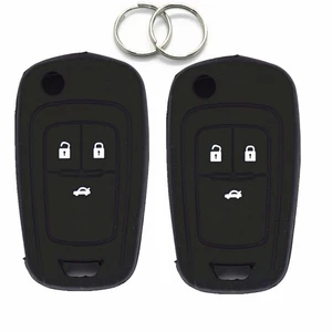 2Pcs Black Silicone For Chevrolet Camaro Cruze Equinox 3 Buttons Key Fob Cover - Picture 1 of 6