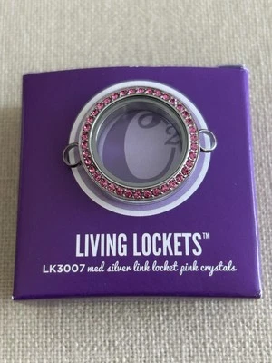 Medallón Origami Owl LK3007 mediano plateado con cristales rosas "NUEVO EN CAJA" Foto 1 de 4