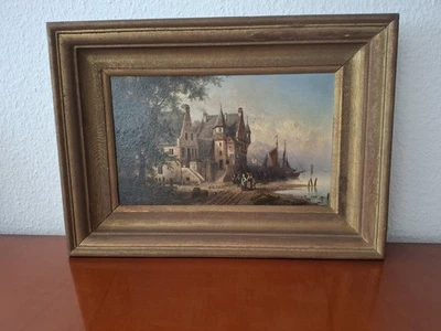 Gemälde - Benekenstein Hermann , Berlin 1830-1890, Dorflandschaft am See 1882 - Bild 1 von 4