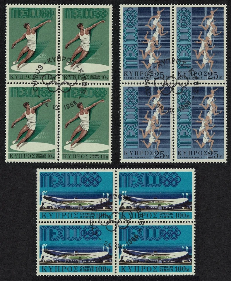 Chipre Juegos Olímpicos México 3v Bloques de 4 1968 CTO SG#324-326 Foto 1 de 1