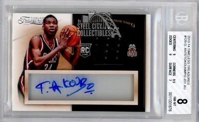 Giannis Antetokounmpo 2013-14 Timeless Treasures Auto Rookie Jersey #129 BGS 8 - Image 1 of 2