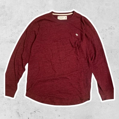Abercrombie & Fitch Shirt Mens Medium Burgundy Long Sleeve Soft A&F Tee Crewneck - Image 1 of 4