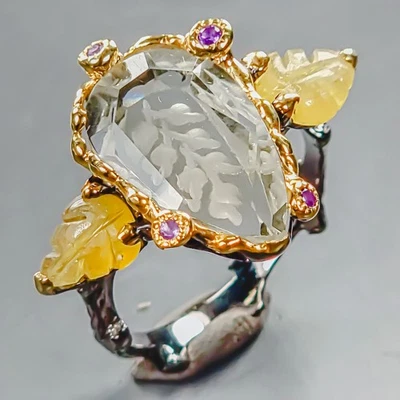 Popular ring Natural Green Amethyst Ring 925 Sterling Silver Size 8.5 /R439040 - Image 1 of 4