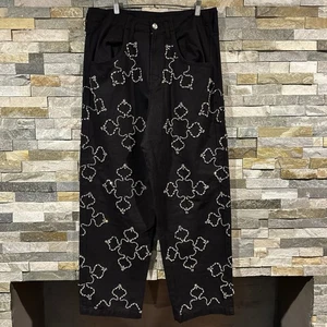 Bluemarble Studded Rhinestone Might Wide Leg Pants Black Crystal Size 36 - Picture 1 of 15