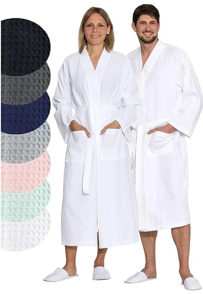 THREEFOLD STORE UNISEX 100% LUXURY EGYPTIAN COTTON HOTEL SPA WAFFLE BATH ROBE DRESSING GOWN S-XL