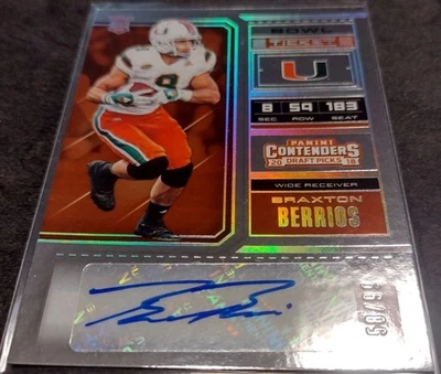 Braxton Berrios Bowl Ticket Autograph /99 2018 Panini Contenders Draft #282 Auto - Image 1 of 3