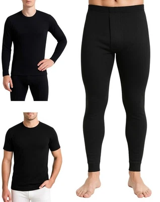 BAHOB 2 Pk Mens Thermal Long & Half Sleeves Shirts Top Warm Underwear Long John