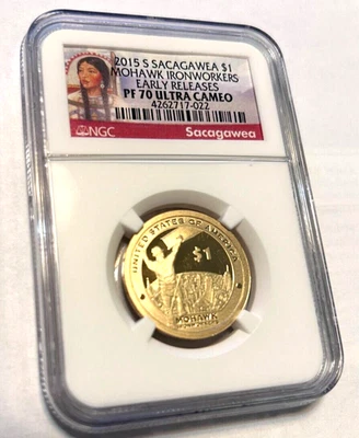 2015 NGC pf 70 SACAGAWEA DOLLAR, MOHAWK IRONWORKERS, cameo  EARLY releases. NICE - Image 1 of 2