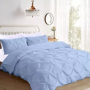 1000TC Egyptian Cotton 5 PC Pinch Pleated Comforter Set All Sizes Sky Blue Solid - Picture 1 of 6