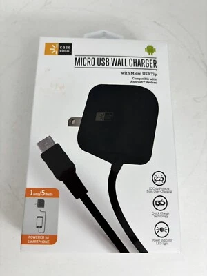 Cargador de pared Case Logic carga rápida punta micro USB 1 amperio 5 vatios teléfono inteligente Foto 1 de 2