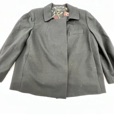 Chaqueta Blazer de Carrera Negra TALBOTS Manga 3/4 Talla 10 Petite Botón Oculto Foto 1 de 4