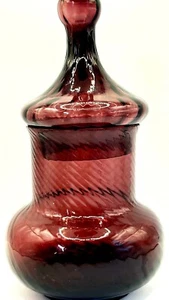 Vintage Purple Glass Apothecary Lolly Jar With Circus Tent Lid - Picture 1 of 5