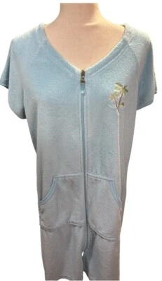 Bata de baño Adonna playa piscina azul bolsillos en L cremallera completa suave modesto spa Foto 1 de 4