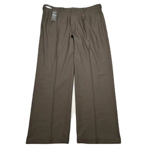 Haggar Dress Pants Mens 38x30 Brown Premium Comfort Classic Fit Pleated NEW - Picture 1 of 8