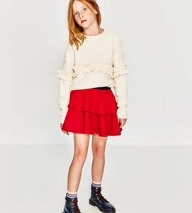 Zara Kids Girl Sweater With Frilled Front And Sleeves Size 7 NWT - Picture 1 of 3