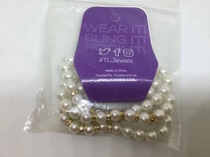 JEWELZ BY TRACI LYNN BRACELETS FAUX PEARLS GOLDTONE RHINESTONES FASHION JEWELRY - Picture 1 of 8
