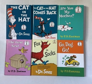 Lot of 6 Dr. Suess P.D. Eastman Books Cat In The Hat Fox In Socks Go Dog Go! - Picture 1 of 18