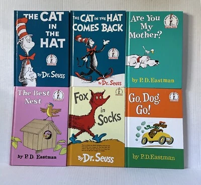Lot of 6 Dr. Suess P.D. Eastman Books Cat In The Hat Fox In Socks Go Dog Go! - Image 1 of 4