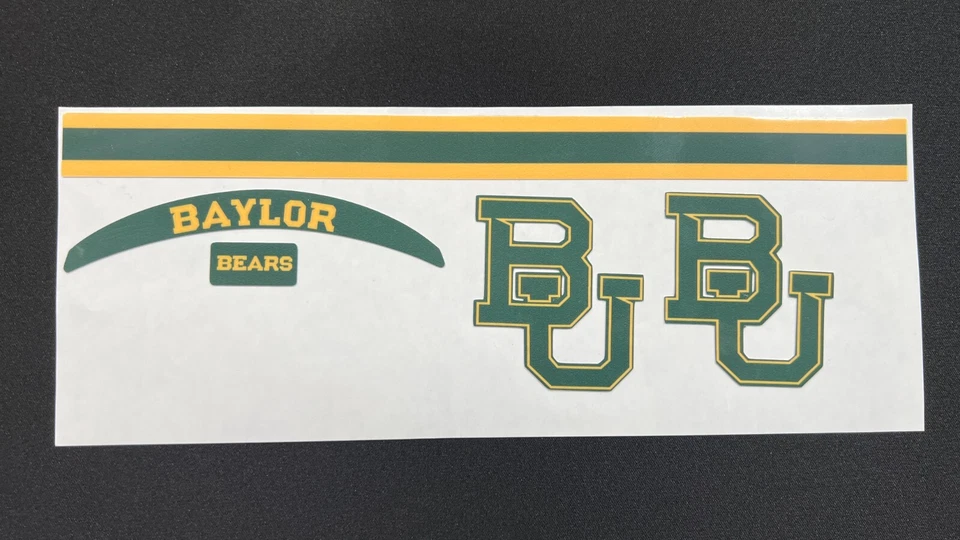 Baylor Bears Green & Gold "BU" Mini Football Helmet Decal Set - Image 1 of 1