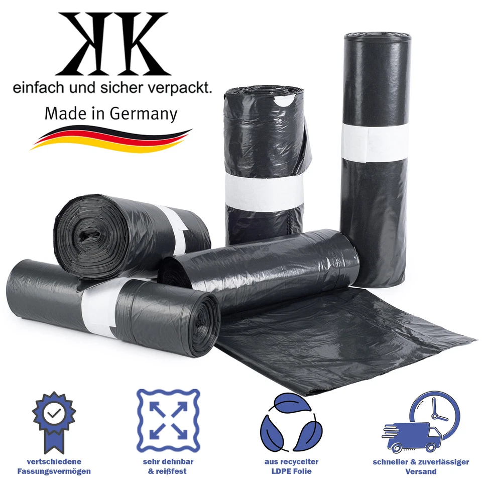 Müllsäcke 35 60 120 240 Liter extra stark Müllbeutel Abfallsack Abfall schwarz - Bild 1 von 1