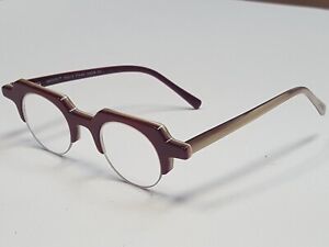 Eye-bobs Start Over Art Deco Geometric Maroon Handmade Reading Glasses + 1.5 