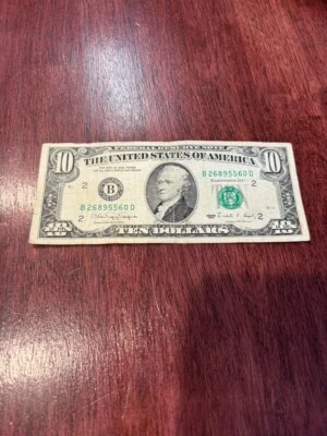 1990 $10 Ten Dollar Bill US Note B26895560D - Image 1 of 2