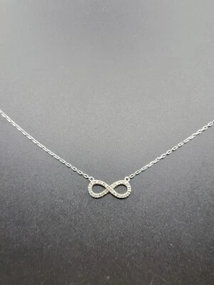 Collar infinito de plata de ley 925 colgante de diamantes genuinos símbolo de amor regalo Foto 1 de 4