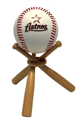 Houston Astros Baseball and Mini-Bat Display Stand Team Rawlings Baseball - Image 1 of 4